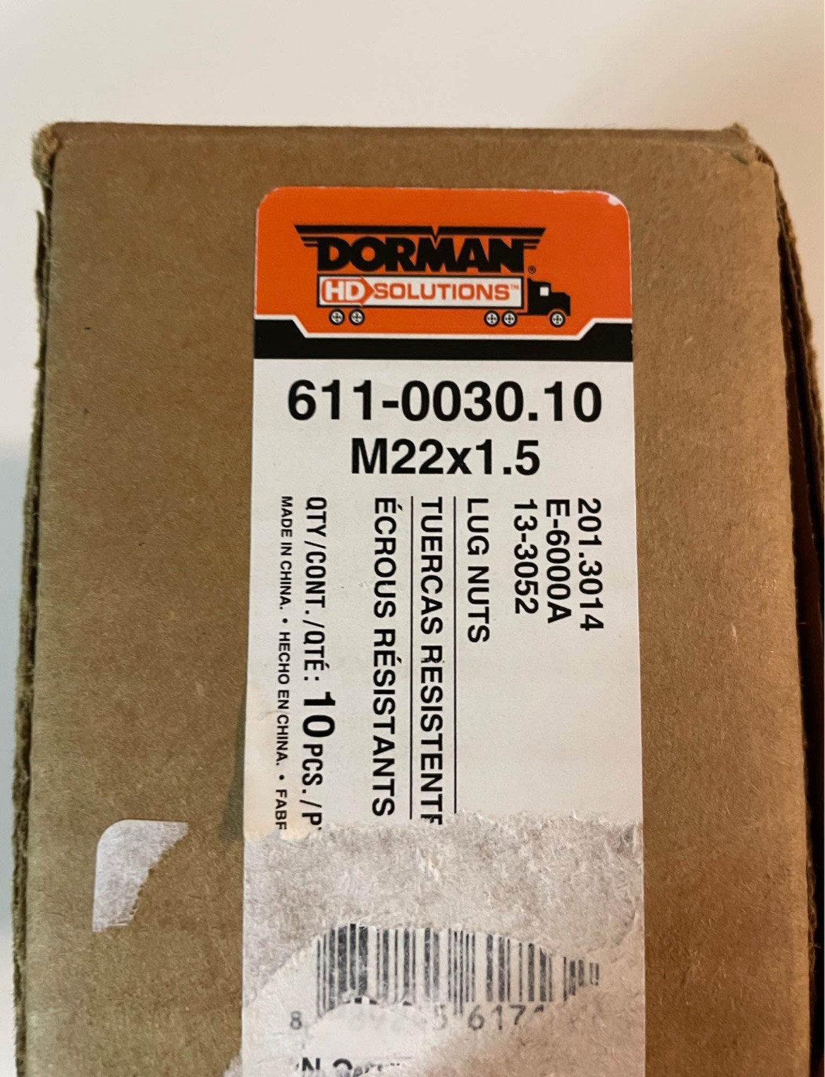 10 Pack Dorman 611-0030 Wheel Nut M22-1.50 Metric - 33mm Hex - 30.48 mm Length