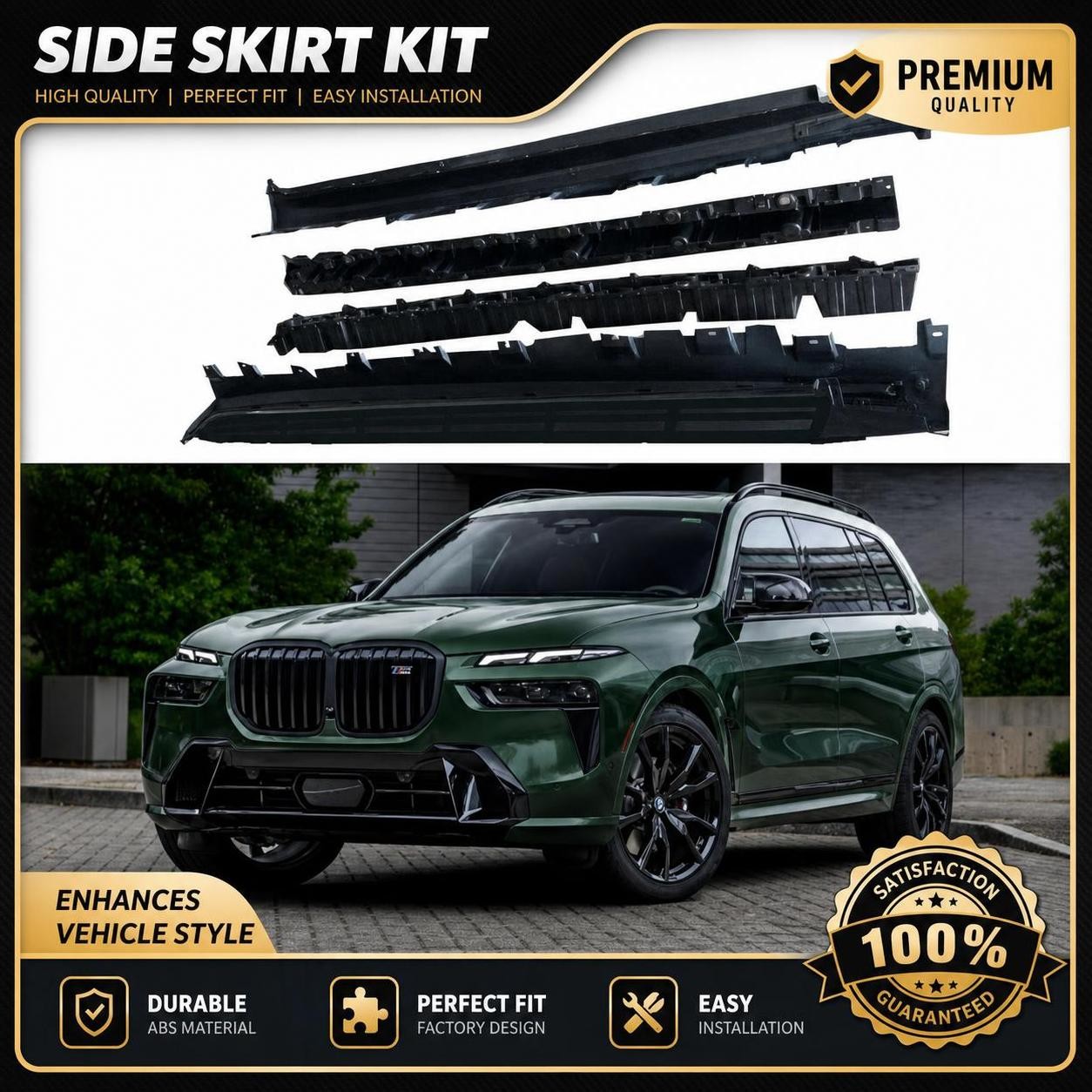 All Black 2x Side Steps Running Boards Nerf Bars for BMW X7 G07 2019-2025