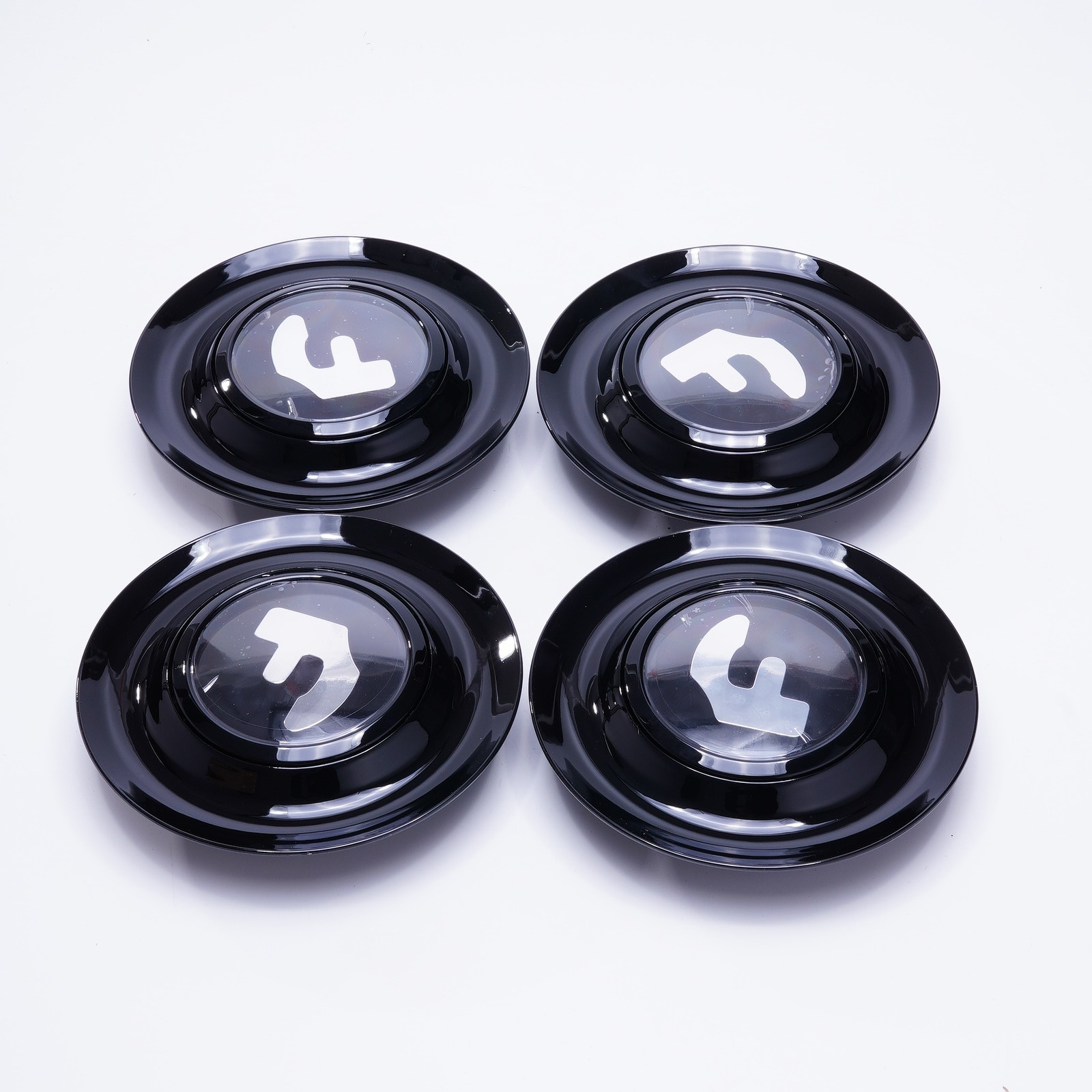 4 pcs Set BLACK CHROME For Forgiato Floating Center Caps XL Hubcap Rim 7.2”