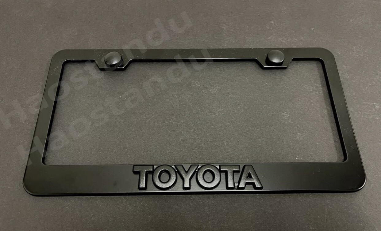 1xBlackToyota 3D Emblem BLACK Stainless License Plate Frame RUST FREE +S.Caps *L