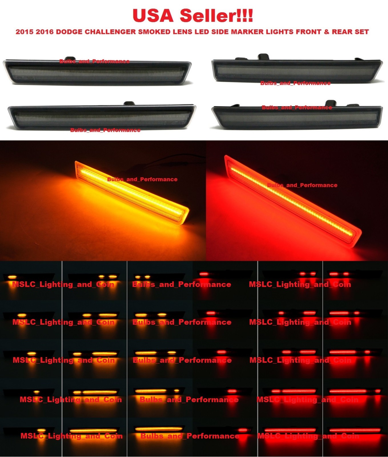 SMOKED LENS LED SIDE MARKERS w/ STARTUP ANIMATION for 2015-2024 DODGE CHALLENGER