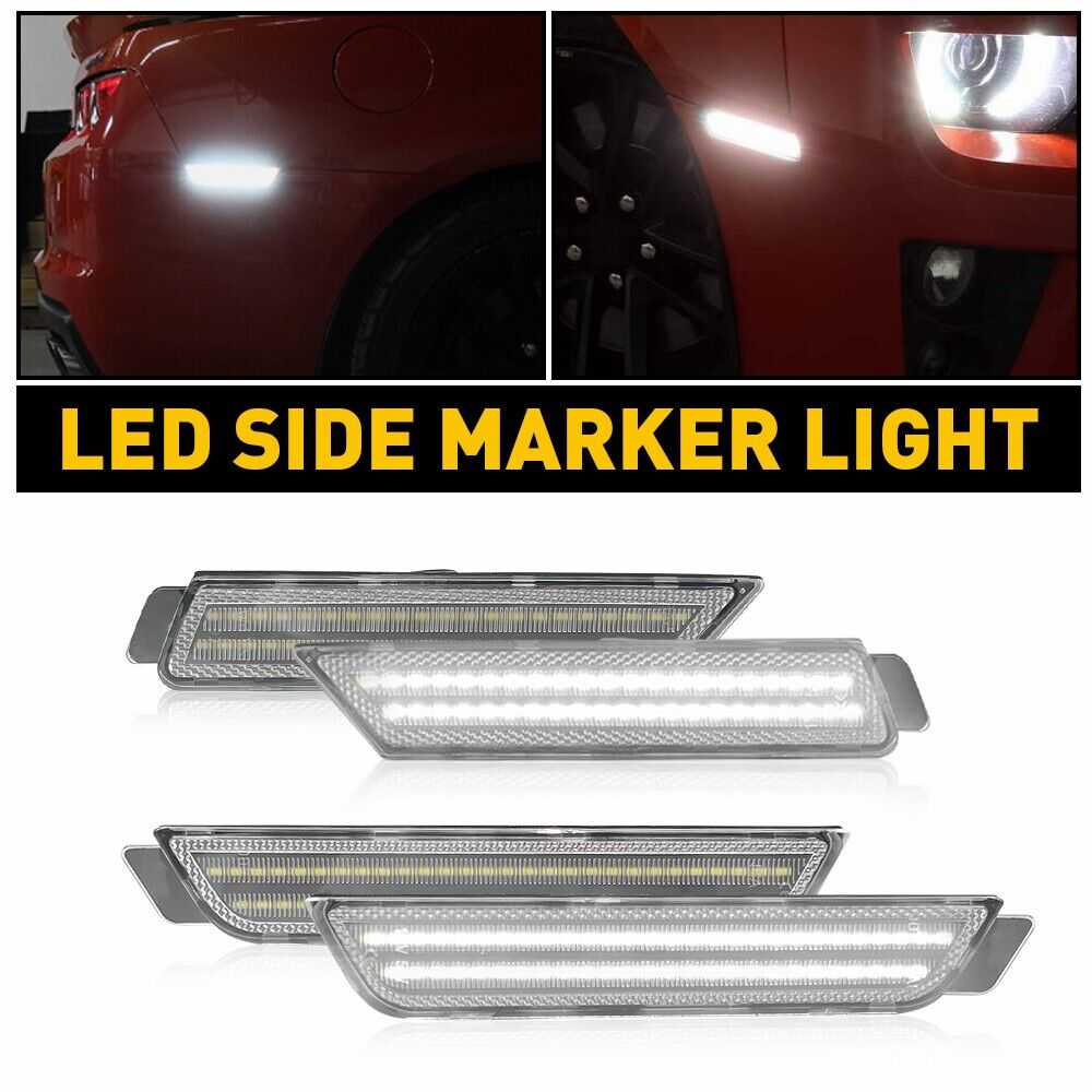 For 2010-2015 Chevy Camaro SS Style Front/Rear White LED Side Marker Lights USA