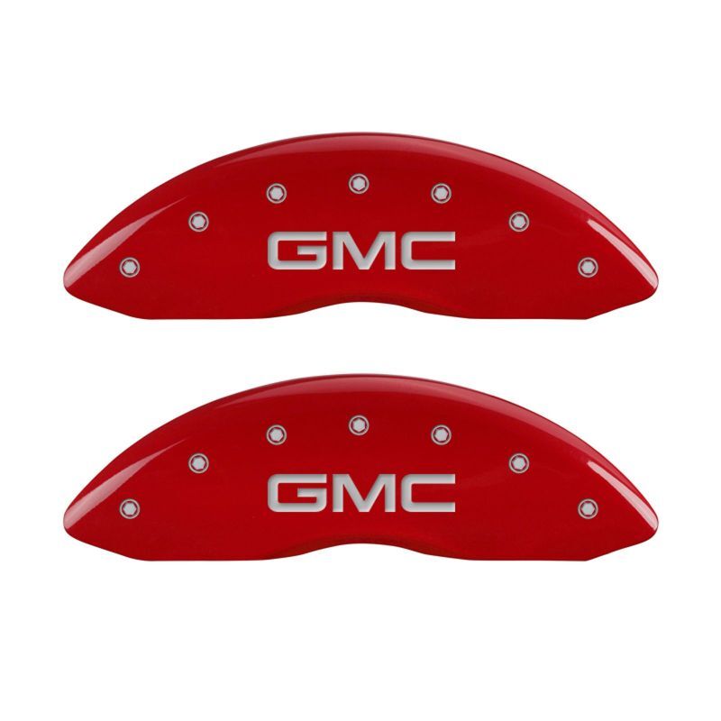 MGP 4 Caliper Covers Engraved F&R Fits GMC Red finish silver ch