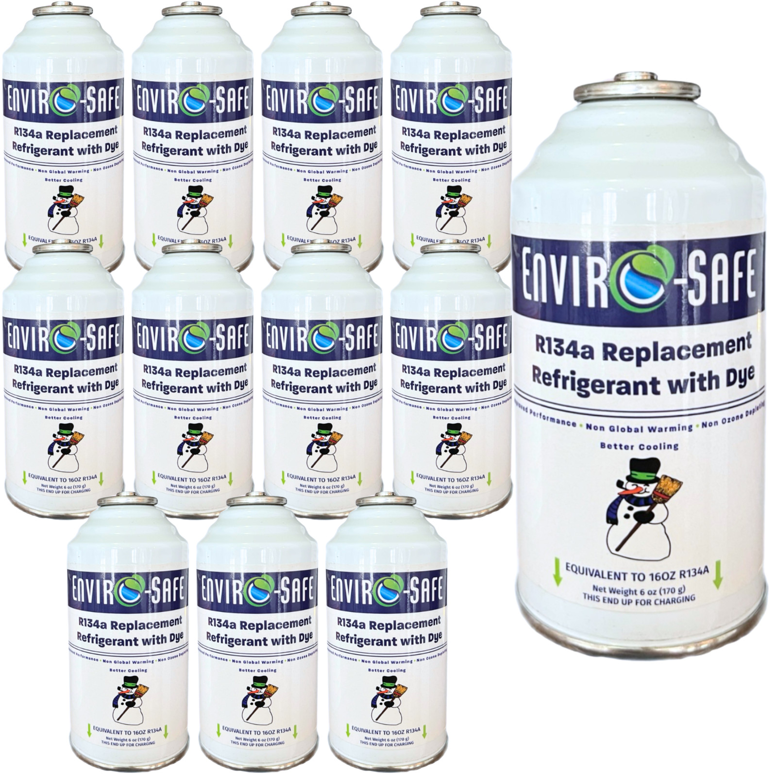 Enviro-Safe Auto AC Coolant R134a Replacement Refrigerant with dye case 12 Cans