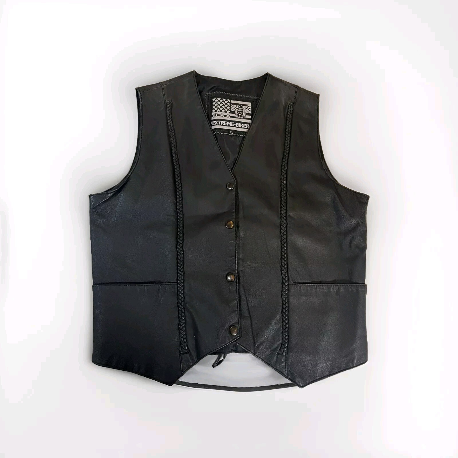 New Extreme Biker USA Leather Motorcycle Vest TH221 Womens XL New Extreme Biker USA Leather Motorcycle Vest TH221 Womens XL