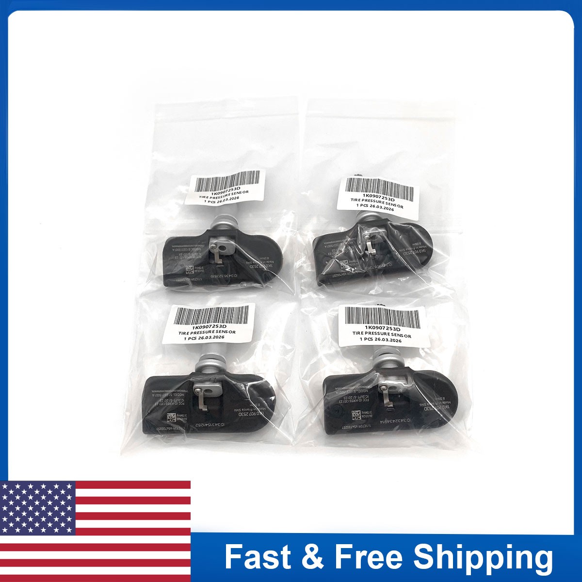 4pcs 1K0907253D TPMS Tire Pressure Monitoring Sensor for AUDI VOLKSWAGEN