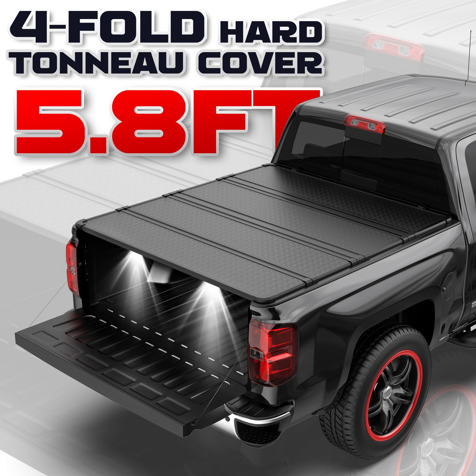 5.7 / 5.8FT 4-Fold Hard Tonneau Cover for Ram 1500 Short Bed 2009-2026 Aluminum 5.7 / 5.8FT 4-Fold Hard Tonneau Cover for Ram 1500 Short Bed 2009-2026 Aluminum