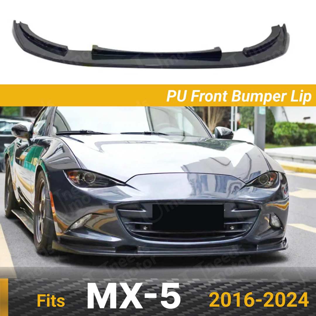 Fits 2016-2024 Mazda MX-5 Miata PU Black Front Bumper Lower Lip 1 Piece Spoiler