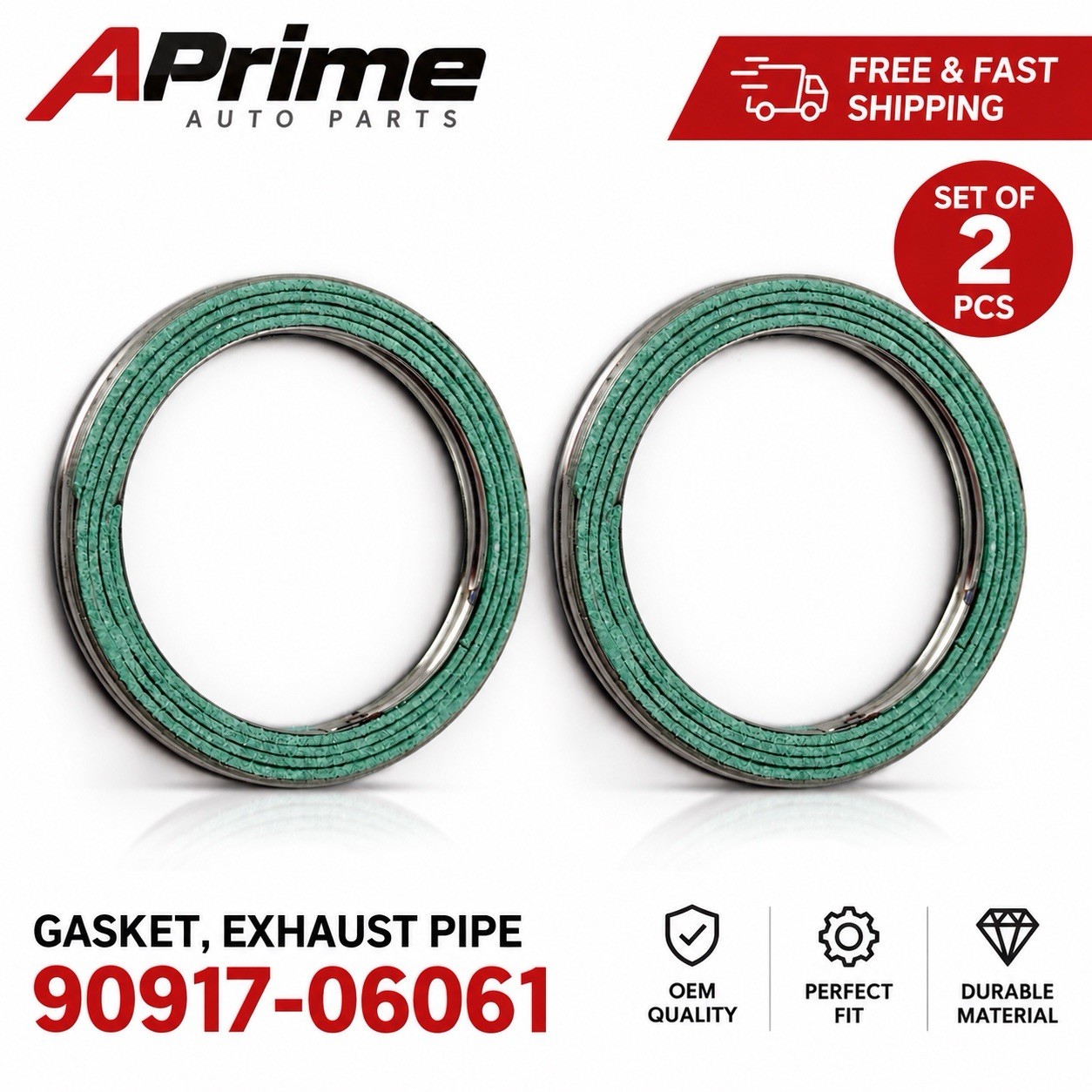2pcs Front Exhaust Pipe Gaskets fits for Toyota Tacoma 4Runner 2.7L 90917-06061 2pcs Front Exhaust Pipe Gaskets fits for Toyota Tacoma 4Runner 2.7L 90917-06061