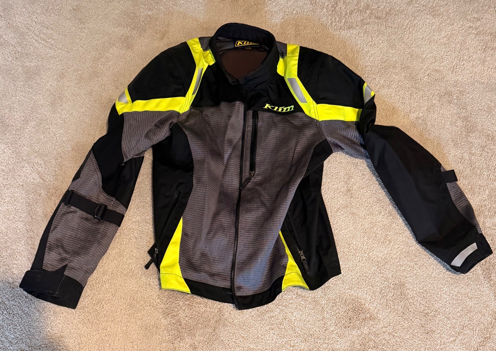 KLIM Induction Motorcycle Jacket XL Hi-Viz Gray D3O Armor CE AA Mesh