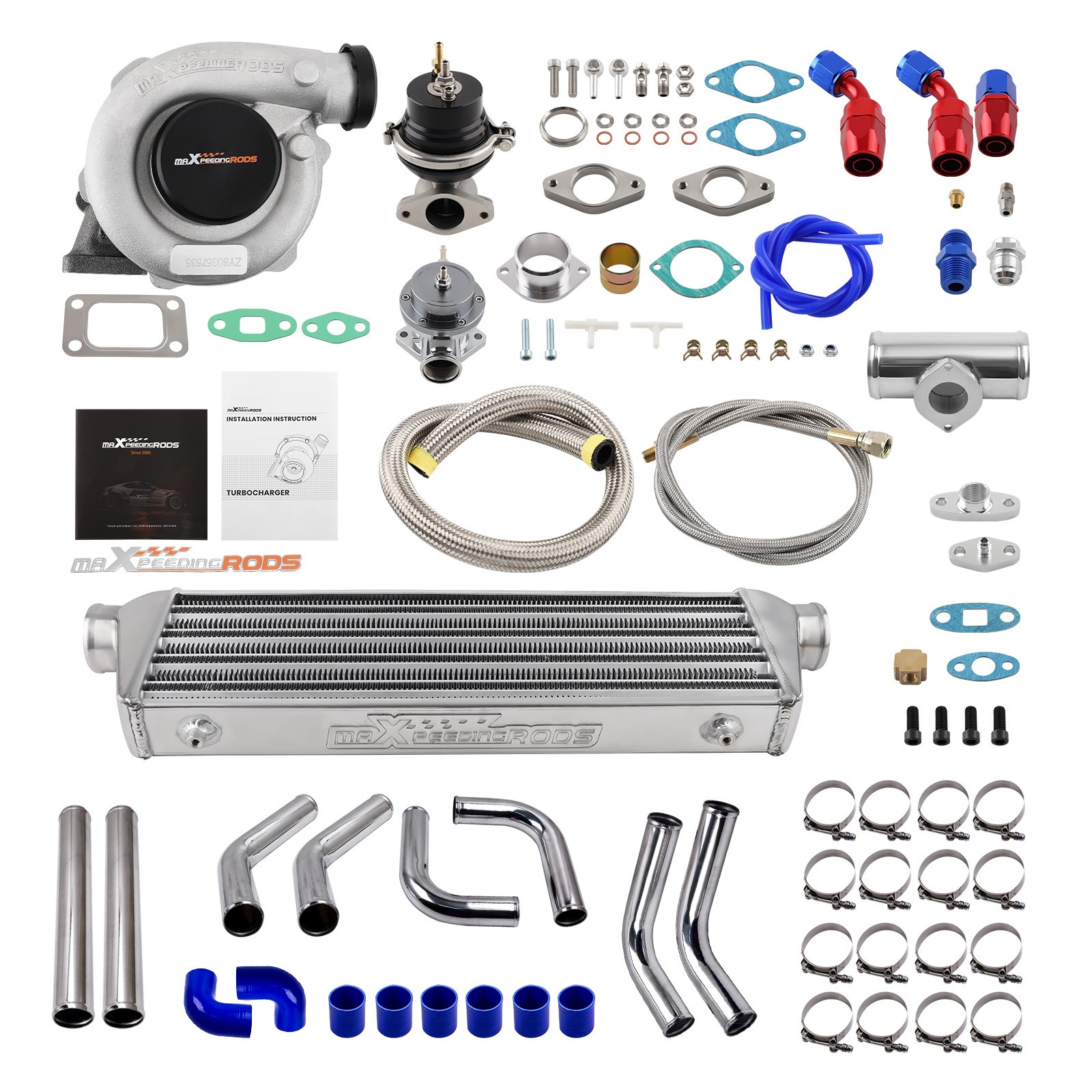 T3 Turbo T04E Universal Kit Stage III+Wastegate+Intercooler+Piping +BOV 400HP