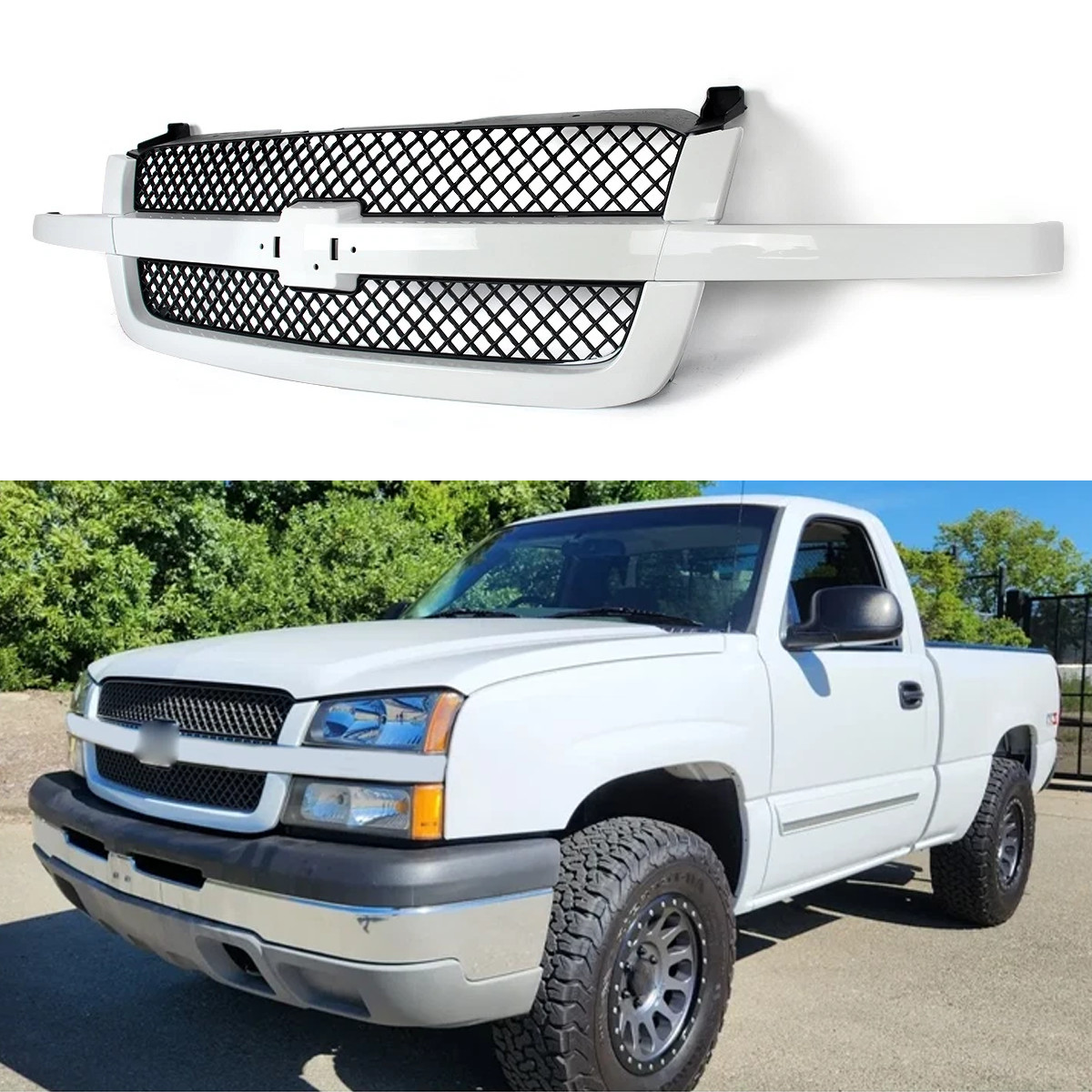Summit White Grille Black Mesh Grill For 2003-2007 Chevrolet Silverado 1500 2500