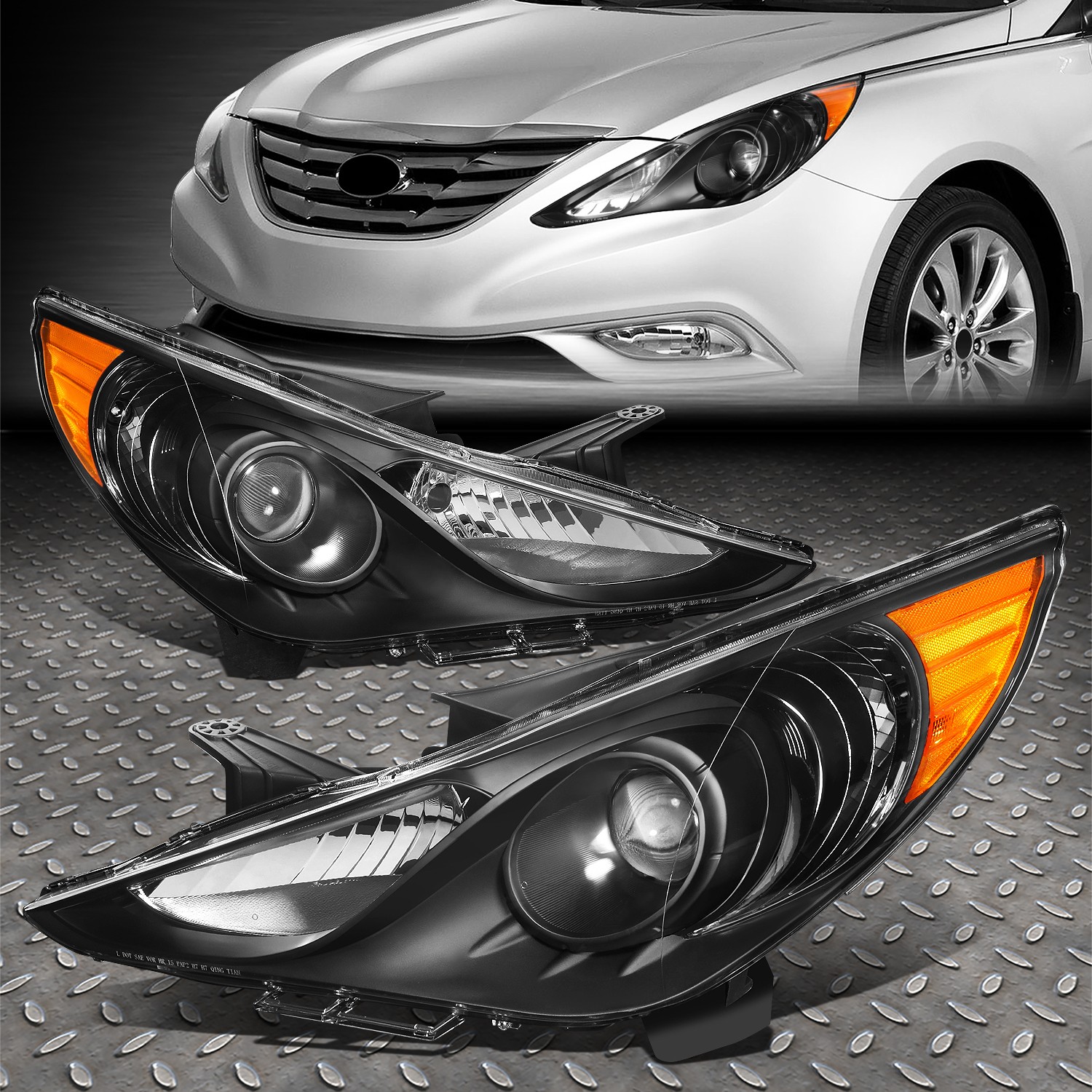 FOR 11-14 SONATA PAIR BLACK HOUSING AMBER CORNER PROJECTOR HEADLIGHT HEAD LAMPS FOR 11-14 SONATA PAIR BLACK HOUSING AMBER CORNER PROJECTOR HEADLIGHT HEAD LAMPS