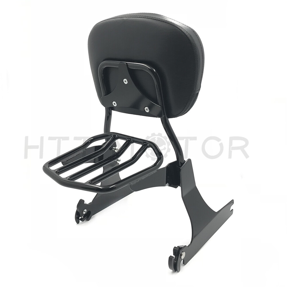 Black Detachable Backrest Sissy Bar Passenger Luggage Rack For Harley 2006-2017 