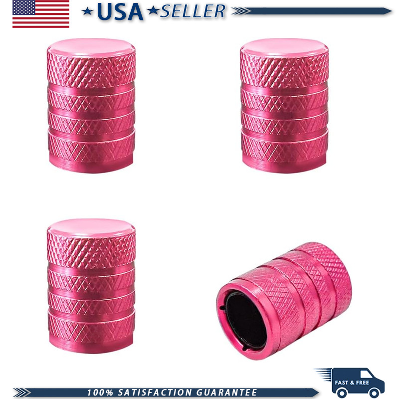 4 PCS Corrosion Resistant Aluminum Alloy Tire Valve Stem Caps PlasticColor: Pink