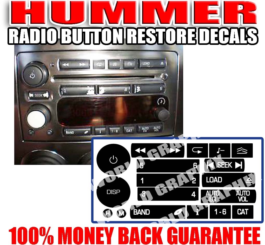 2006 2009 Hummer H3 Radio Button Decal Stickers Repair Kit