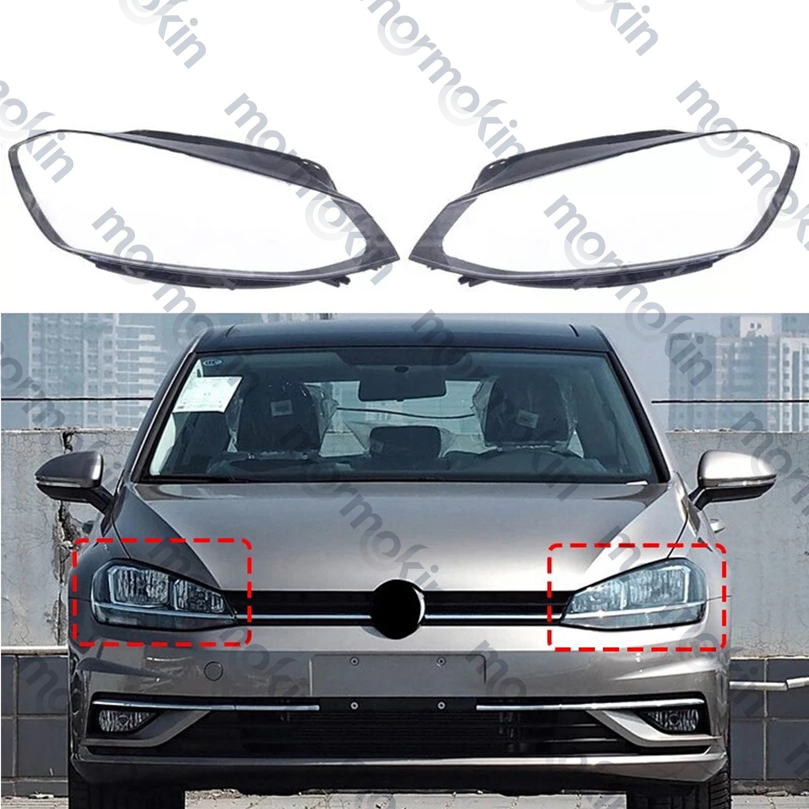 A pair For Volkswagen Golf 7.5 Golf R GTI 18-21 Headlight Lens Cover+Glue