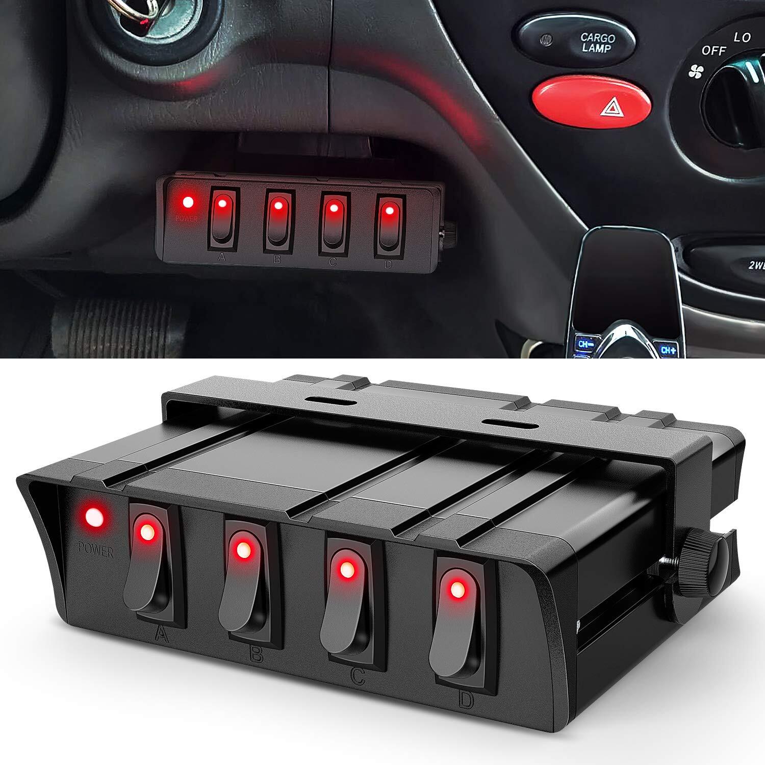 Nilight 4 Gang Rocker Switch Box SPST Toggle Switch Panel Switch Panel