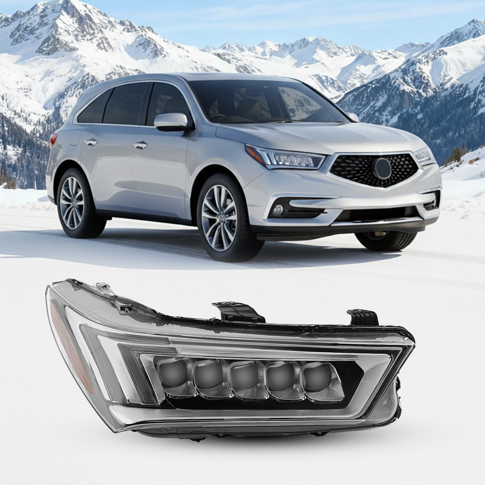 For 2017-2020 Acura MDX LED Headlight Headlamp Assembly w/Bulb Passenger Side RH