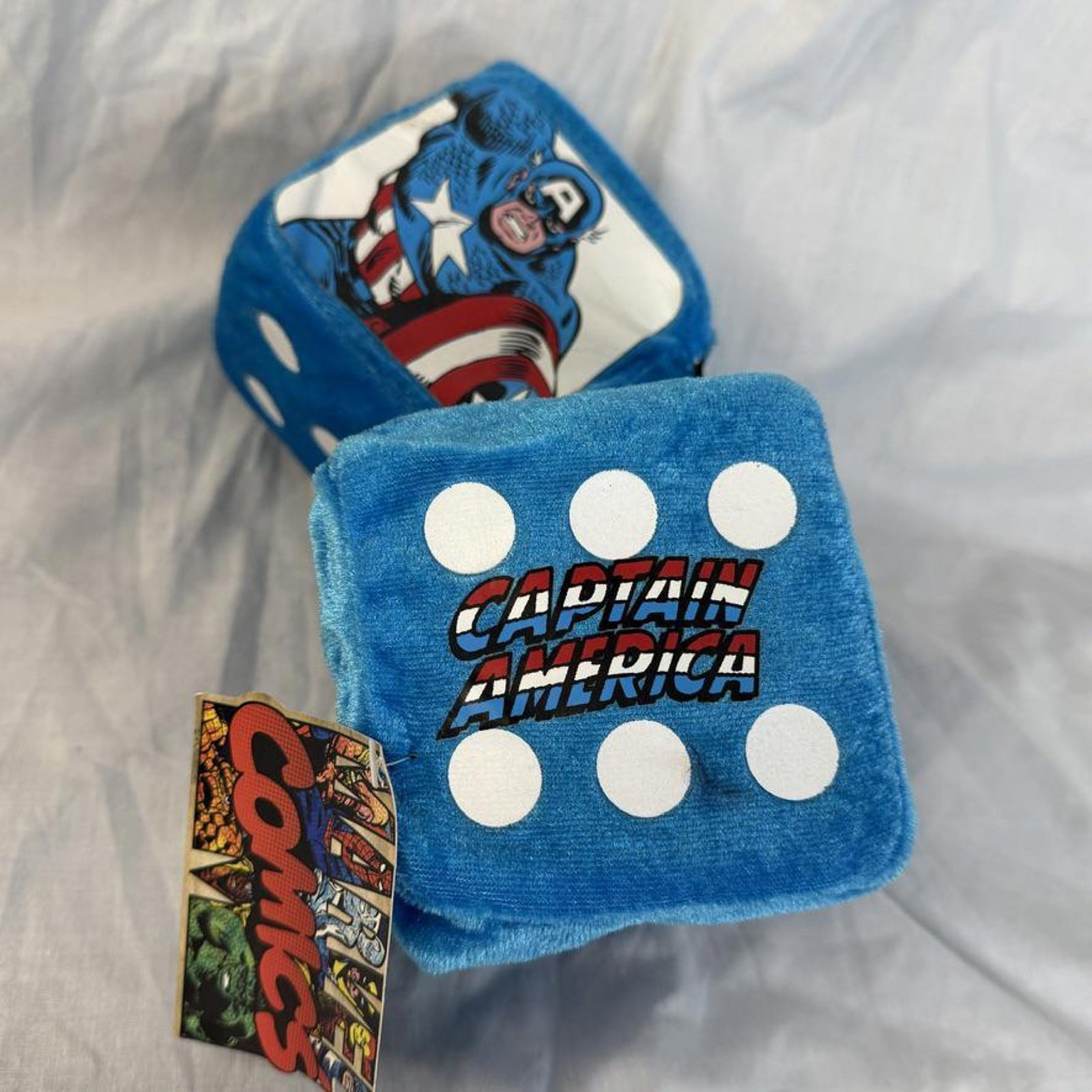 Ultra Rare Captain America Blue Fuzzy Dice New W/ Tags Marvel