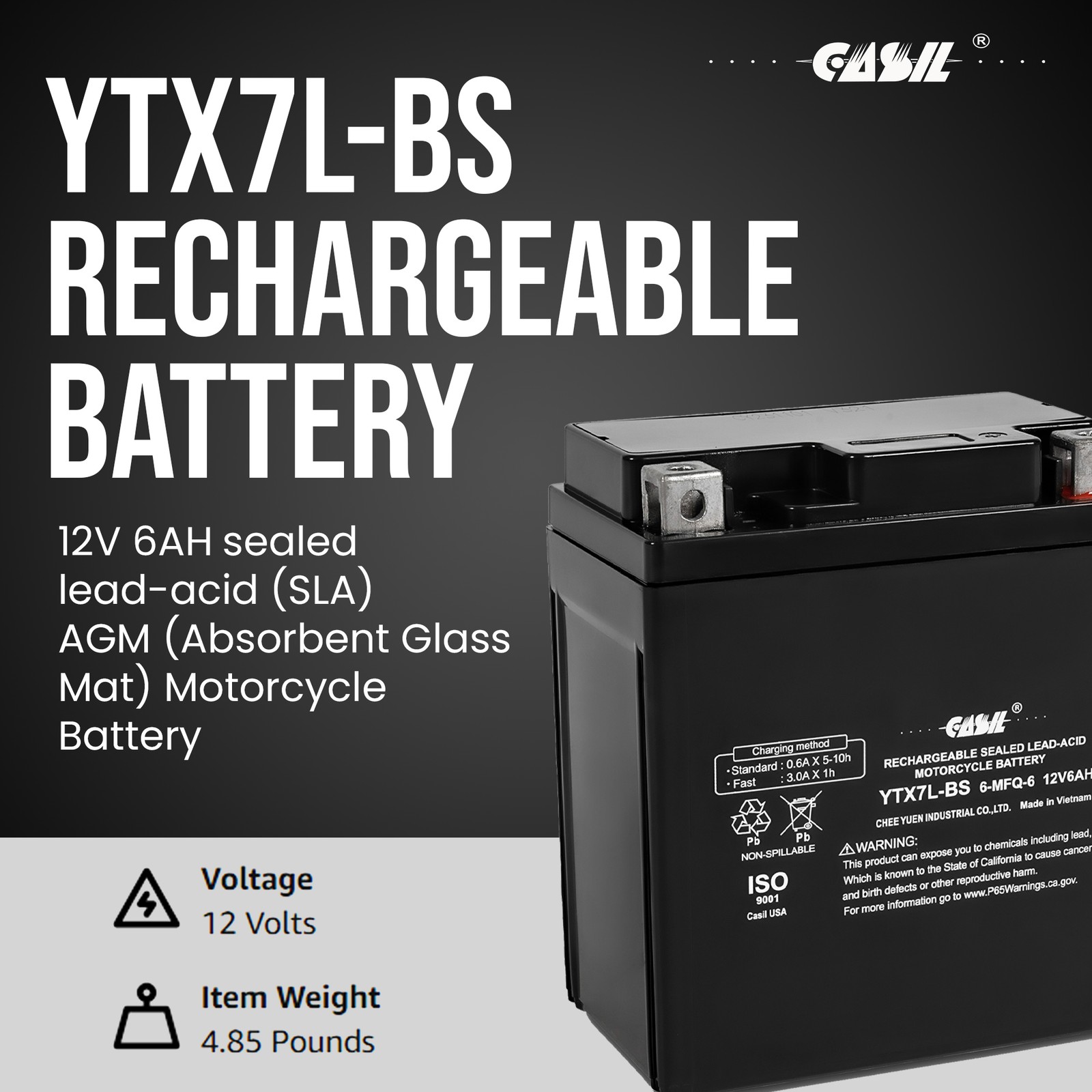 YTX7L-BS Motorcycle Battery Replacement for KAWASAKI 175CC W175 SE 2019