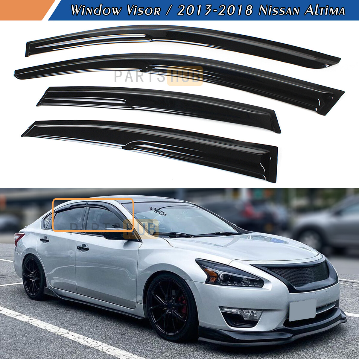 For 2013-2018 Nissan Altima JDM 3D Wavy Mugen Style Window Visors Rain Guards For 2013-2018 Nissan Altima JDM 3D Wavy Mugen Style Window Visors Rain Guards