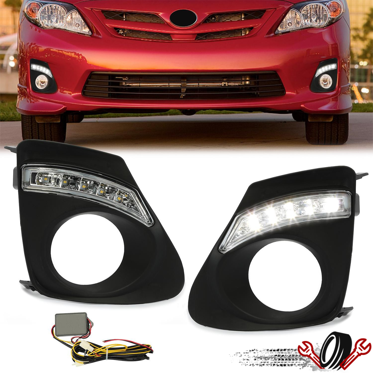 2x Fog Lights For Toyota Corolla 2011 2012 2013 LED DRL Fog Signal Lamp w/Bezel 2x Fog Lights For Toyota Corolla 2011 2012 2013 LED DRL Fog Signal Lamp w/Bezel