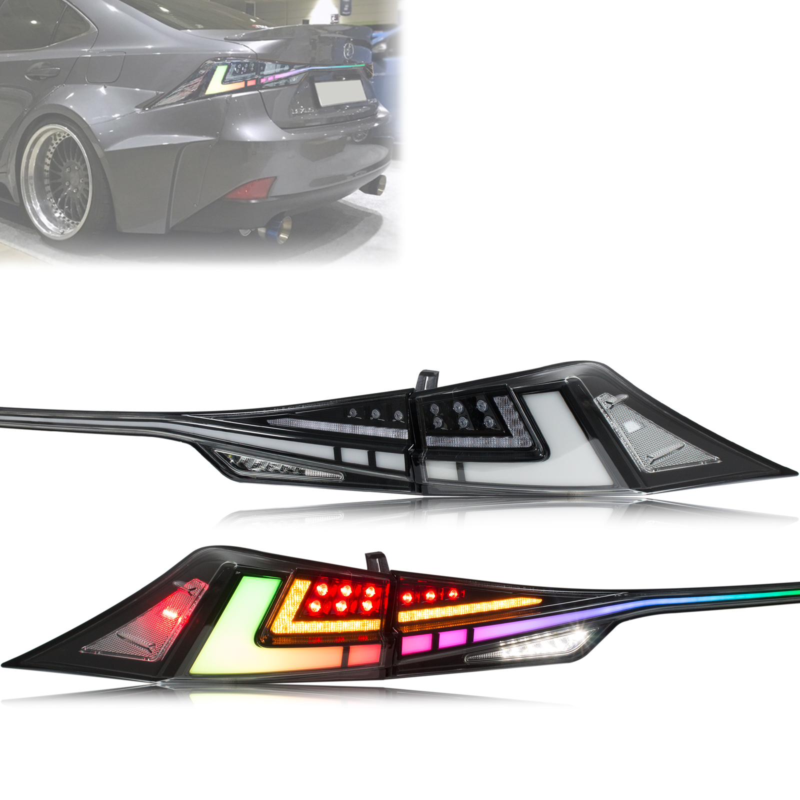 LED RGB Tail Lights for Lexus IS250 IS350 IS200t IS300 3IS 2014-2020 Rear Lamps