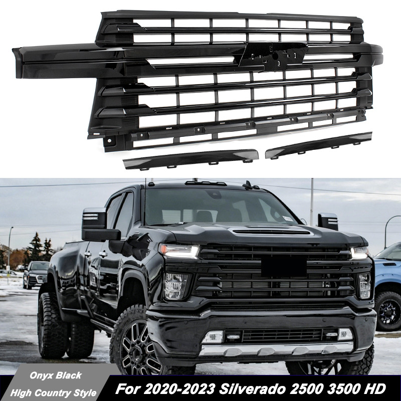 Onyx Black Front Grille Assembly For 2020-23 Silverado 2500 3500 HD High Country