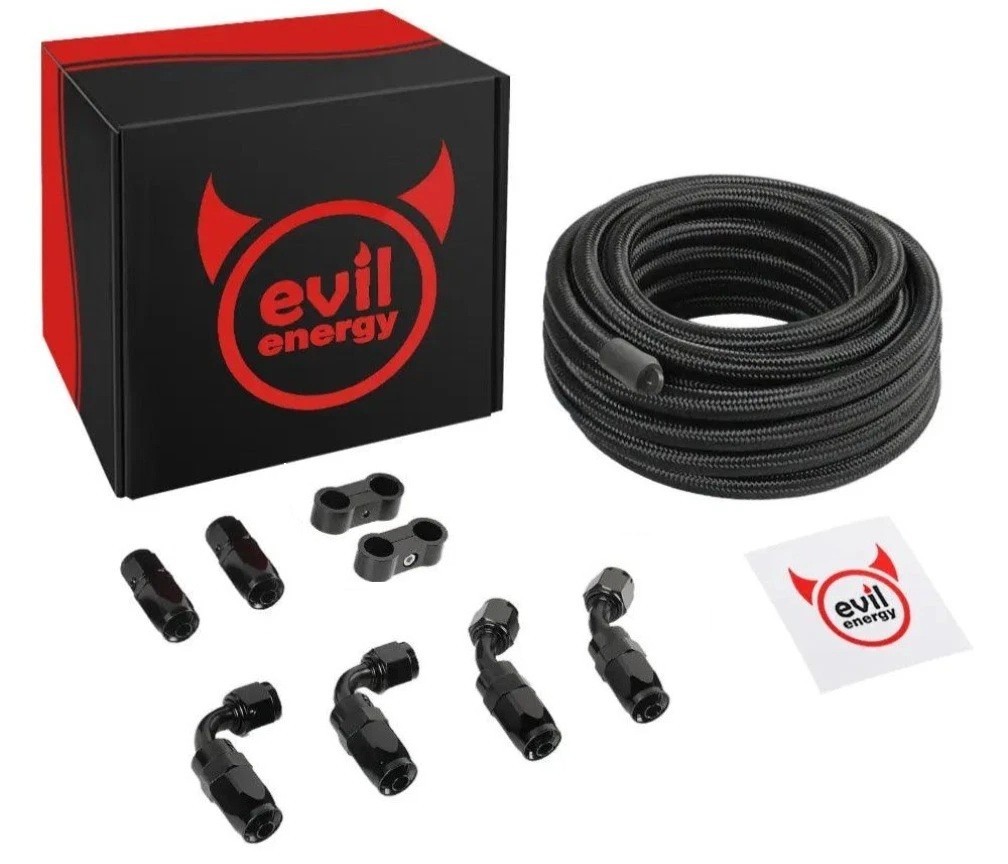 EVIL ENERGY 6AN Fuel Line, AN6 Braided Fuel Hose Nylon CPE 10FT Black