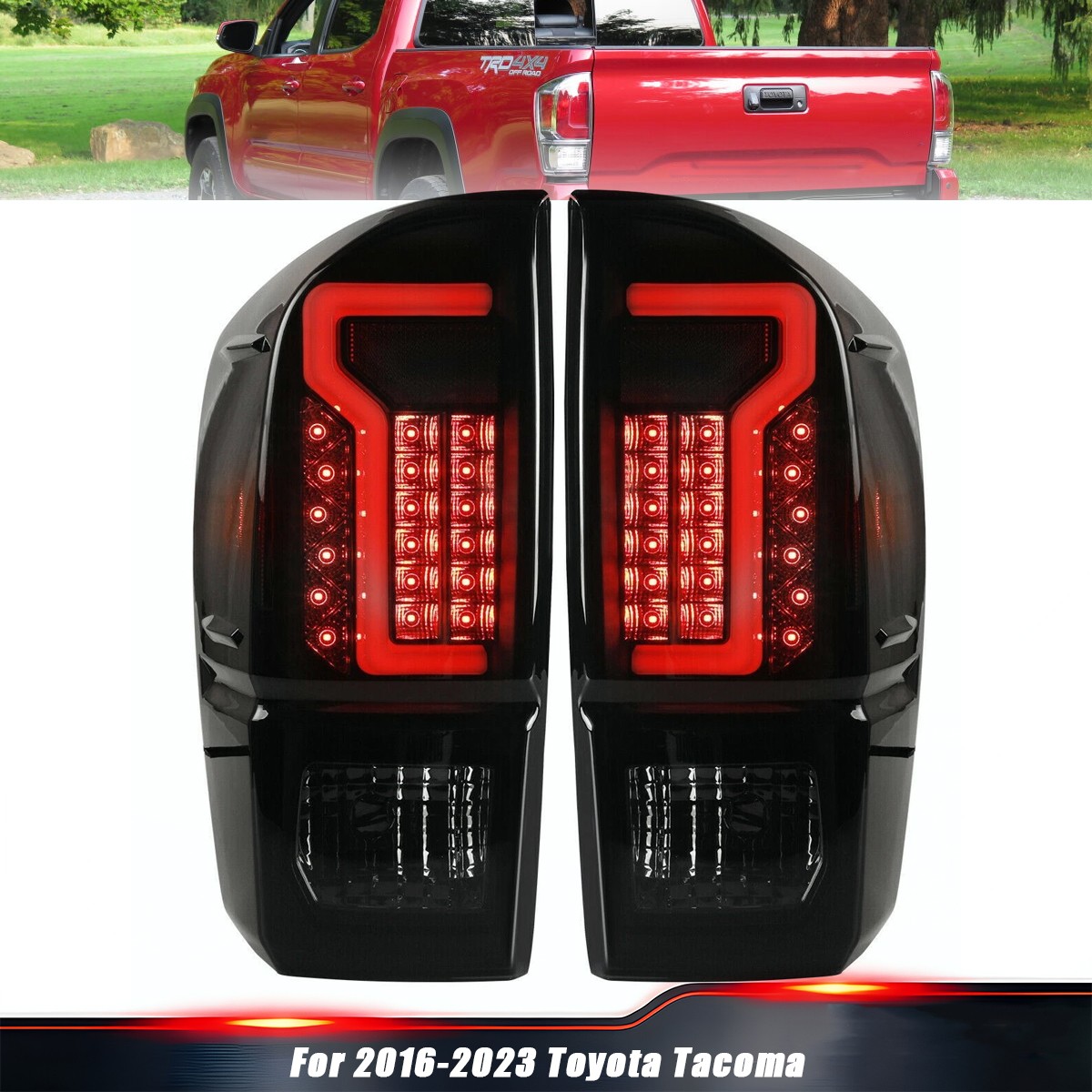 Smoke Tail Lights For 2016 2017 2018 2019-2023 Toyota Tacoma Brake Driving Lamp