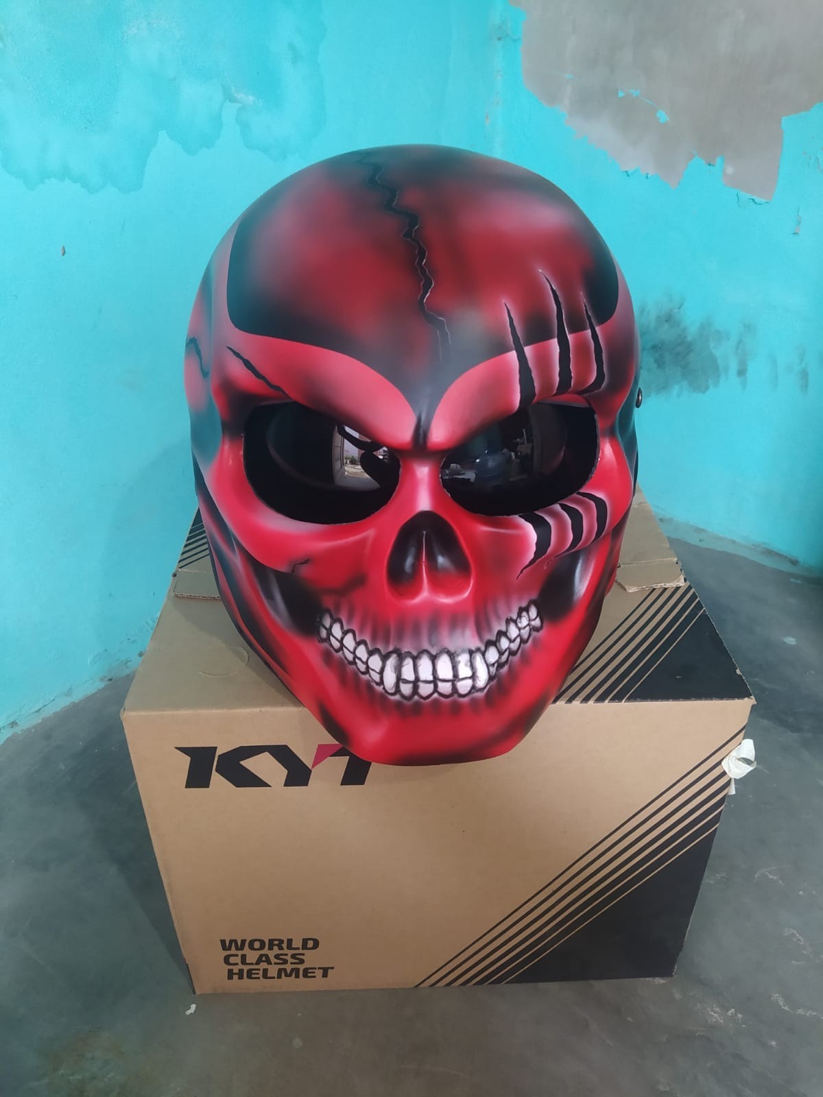 NEW BEST SELLER CUSTOM MOTORCYCLE HELMET RED SKULL (DOT & ECE CERTIFIED)