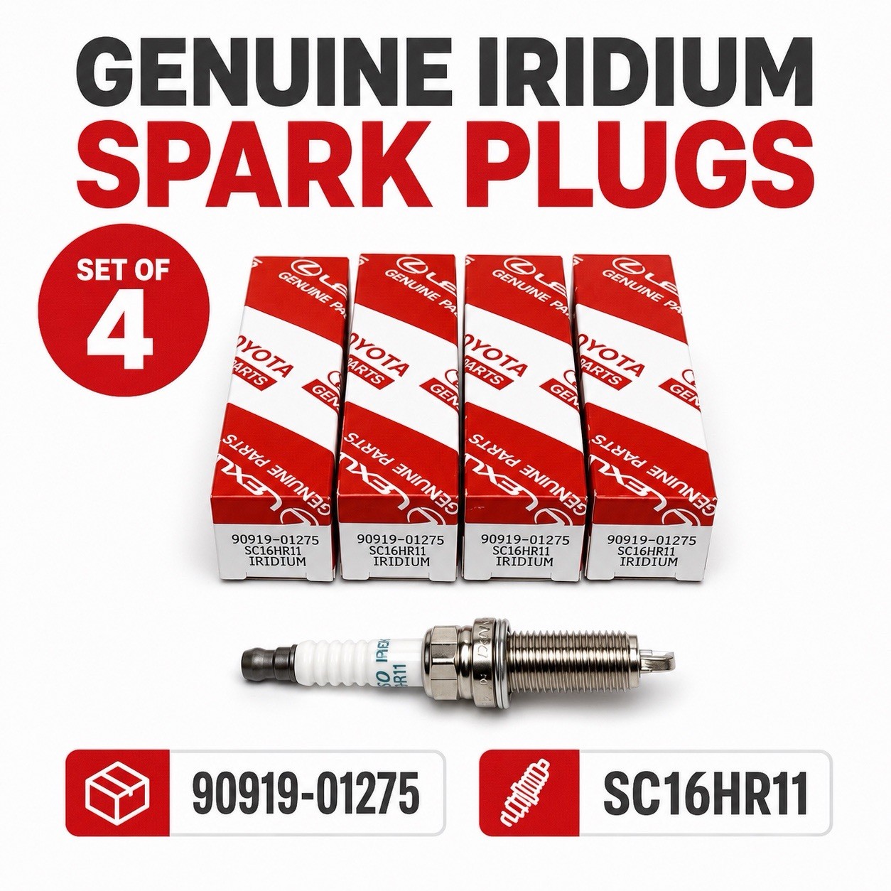 TOYOTA SCION LEXUS OEM IRIDIUM SPARK PLUG SET OF 4 FAST SHIP 90919-01275