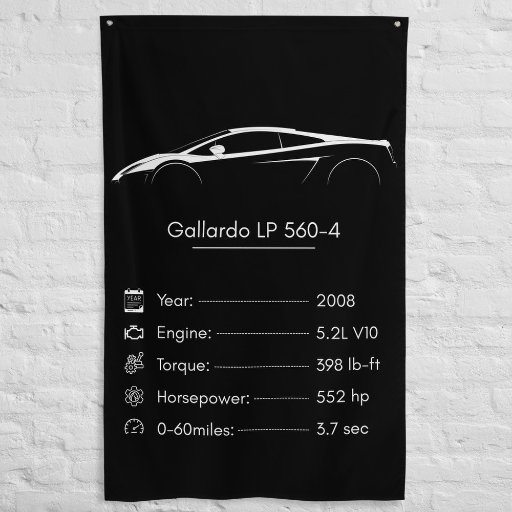 Gallardo LP 560-4 2008 Car Silhouette Flag 3x5 ft Garage Banner Wall Decor