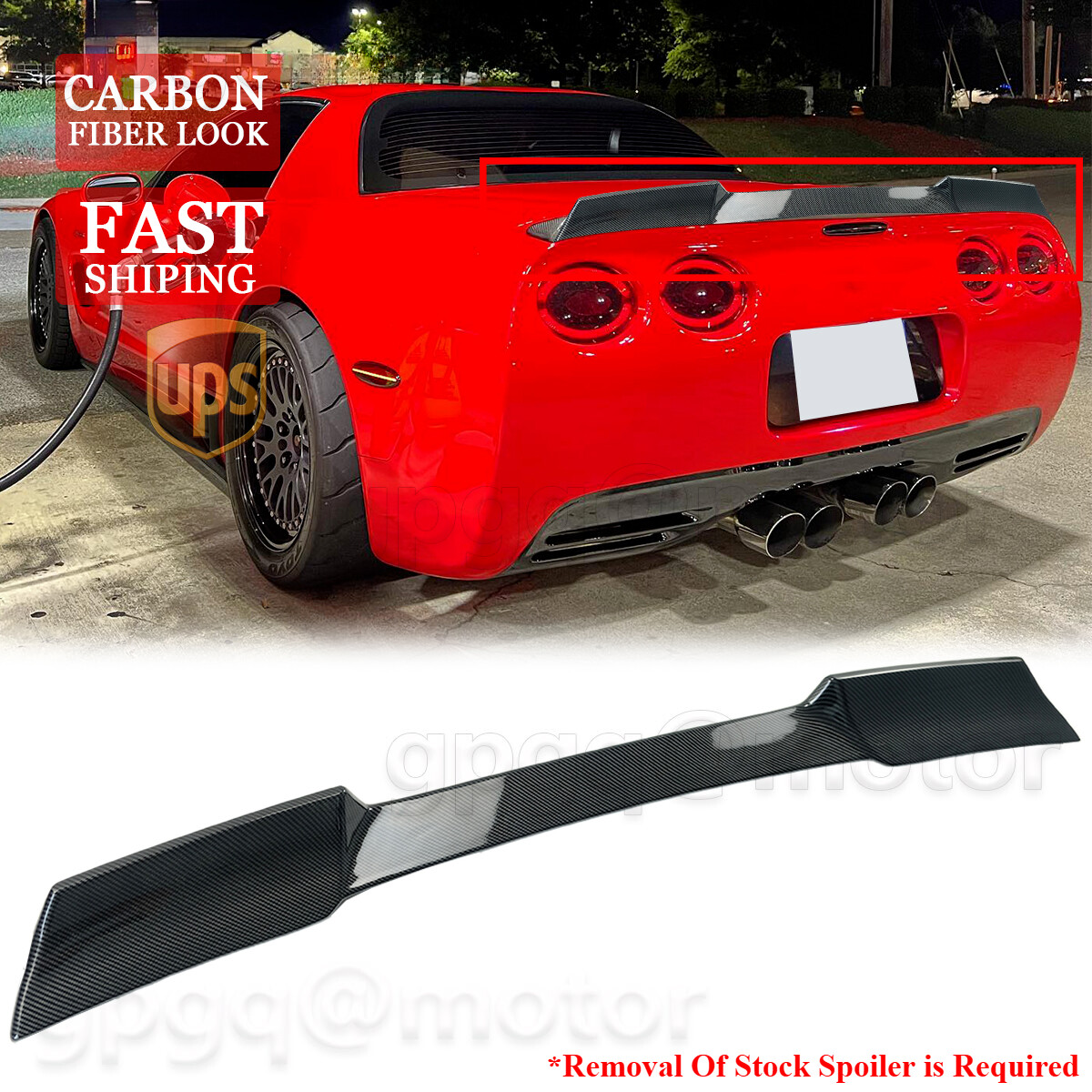 For Corvette C5 97-2004 ZR1 Extended Style Carbon Fiber Rear Trunk Spoiler Wing