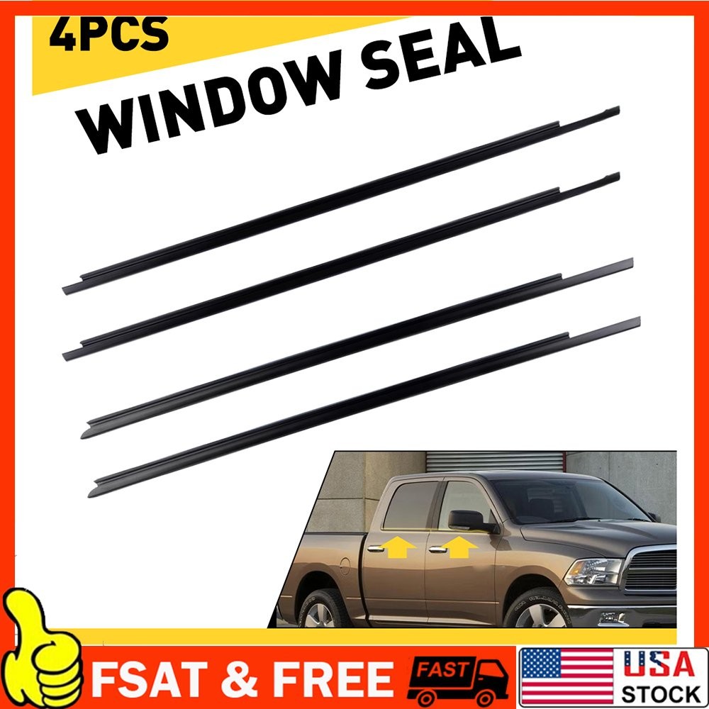 4x Weatherstrip Window Moulding Trim Seal Belt Fits 2009-2021 Ram 1500 2500 3500