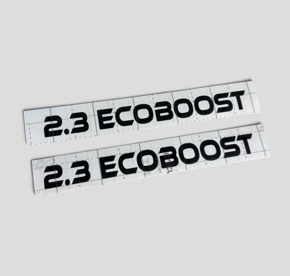 (2pk) 2.3 EcoBoost Vinyl Decal 2 Pack 5x.5” Black | Fits Mustang Car Truck F150
