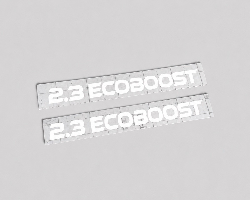 (2pk) 2.3 EcoBoost Gloss White Vinyl Decal  5x.5” | Car Window Laptop Truck 2.3L
