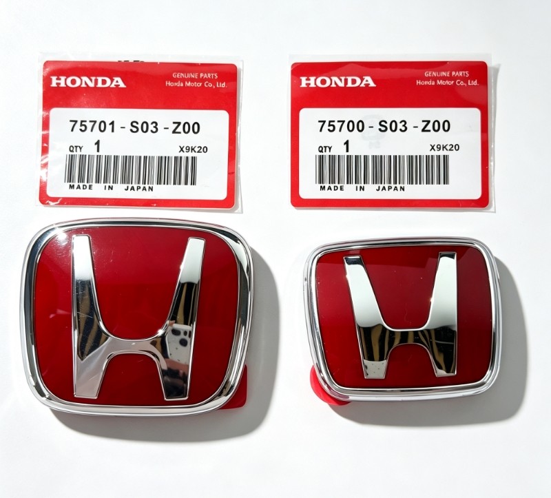 Front + Rear Red H Emblem Fit For Honda Civic 1996-00 Accord 92-95 PRELUDE 92-01