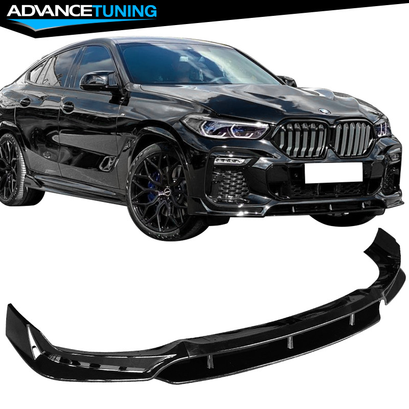 Fits 20-23 BMW G06 X6 M Sport IKON Style Front Bumper Lip 4PCS ABS - Gloss Black