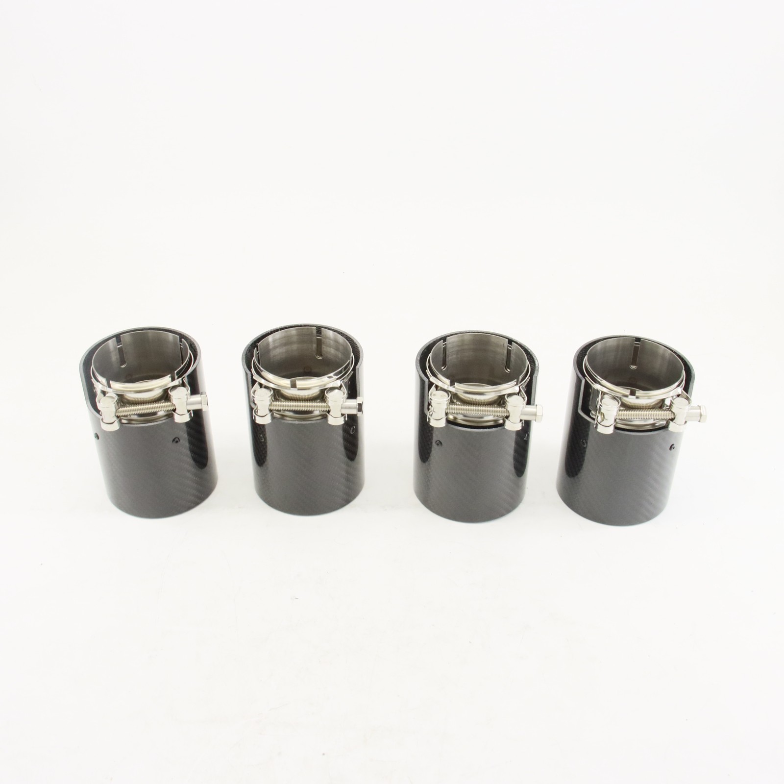 4PC Inlet 63MM Glossy Carbon Silver Exhaust Tip M2 M3 M4 M135i M235i M140i M240i