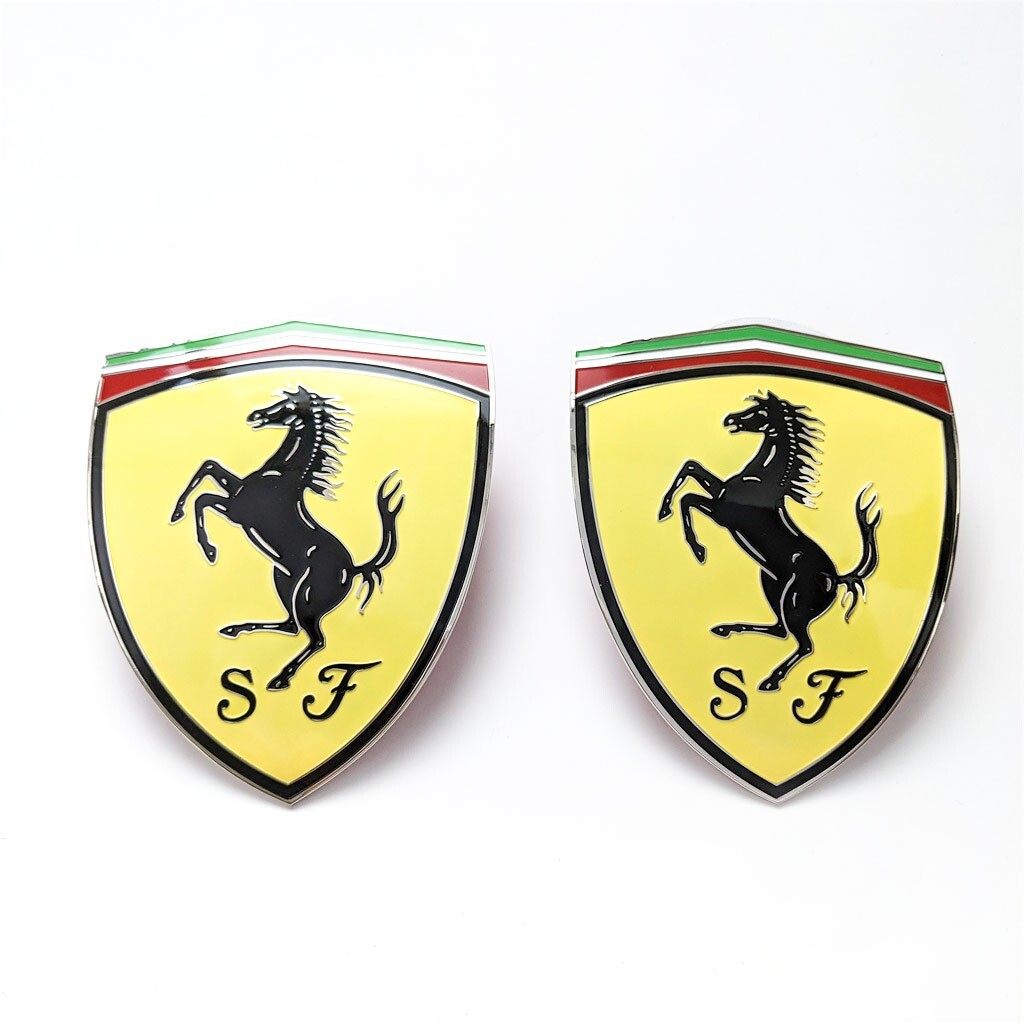 New Ferrari Fender Shield Emblems (Pair) | Fits 458, 88,360,F12,California&More