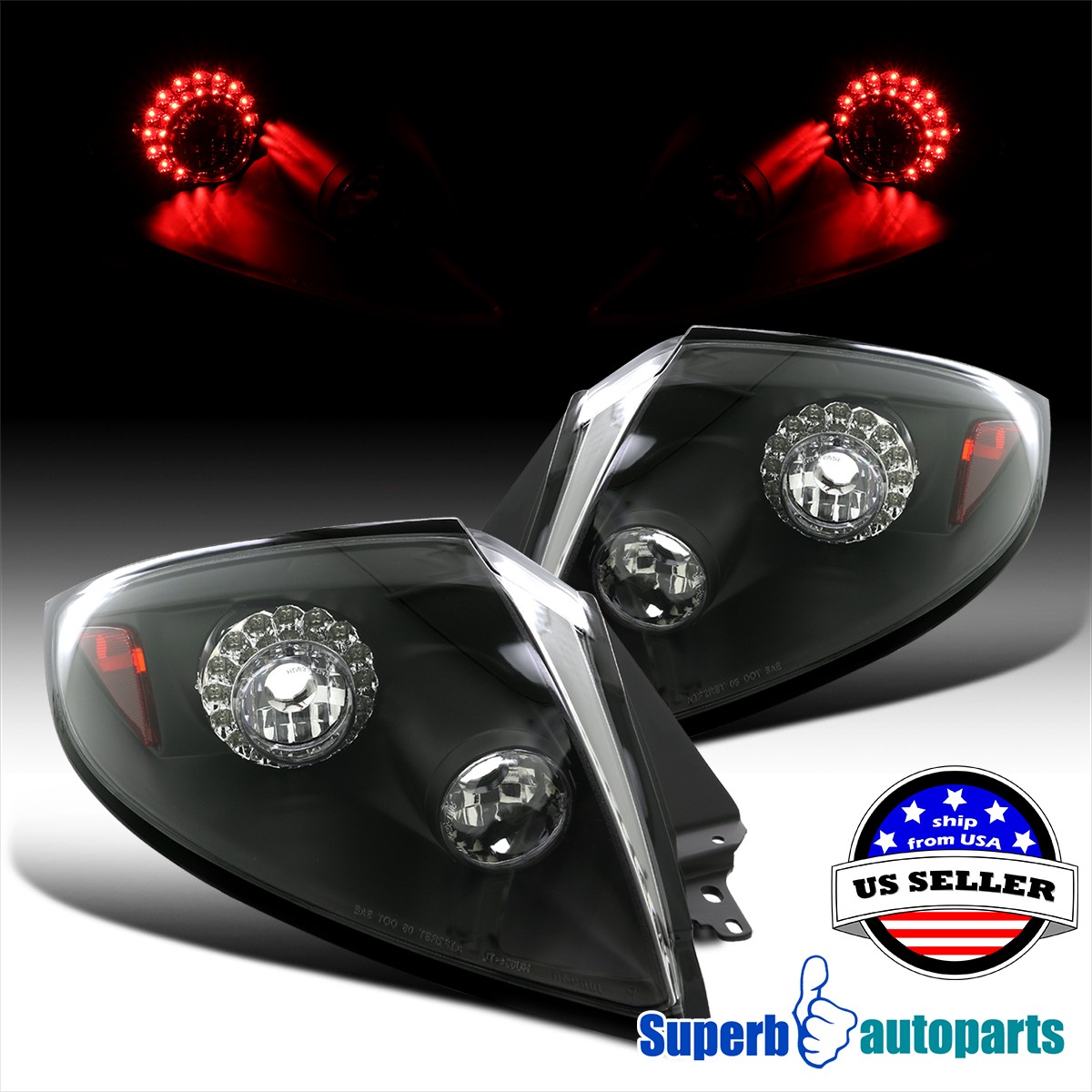 Fits 2006-2011 Mitsubishi Eclipse LED Tail Lights Black Replacement Fits 2006-2011 Mitsubishi Eclipse LED Tail Lights Black Replacement