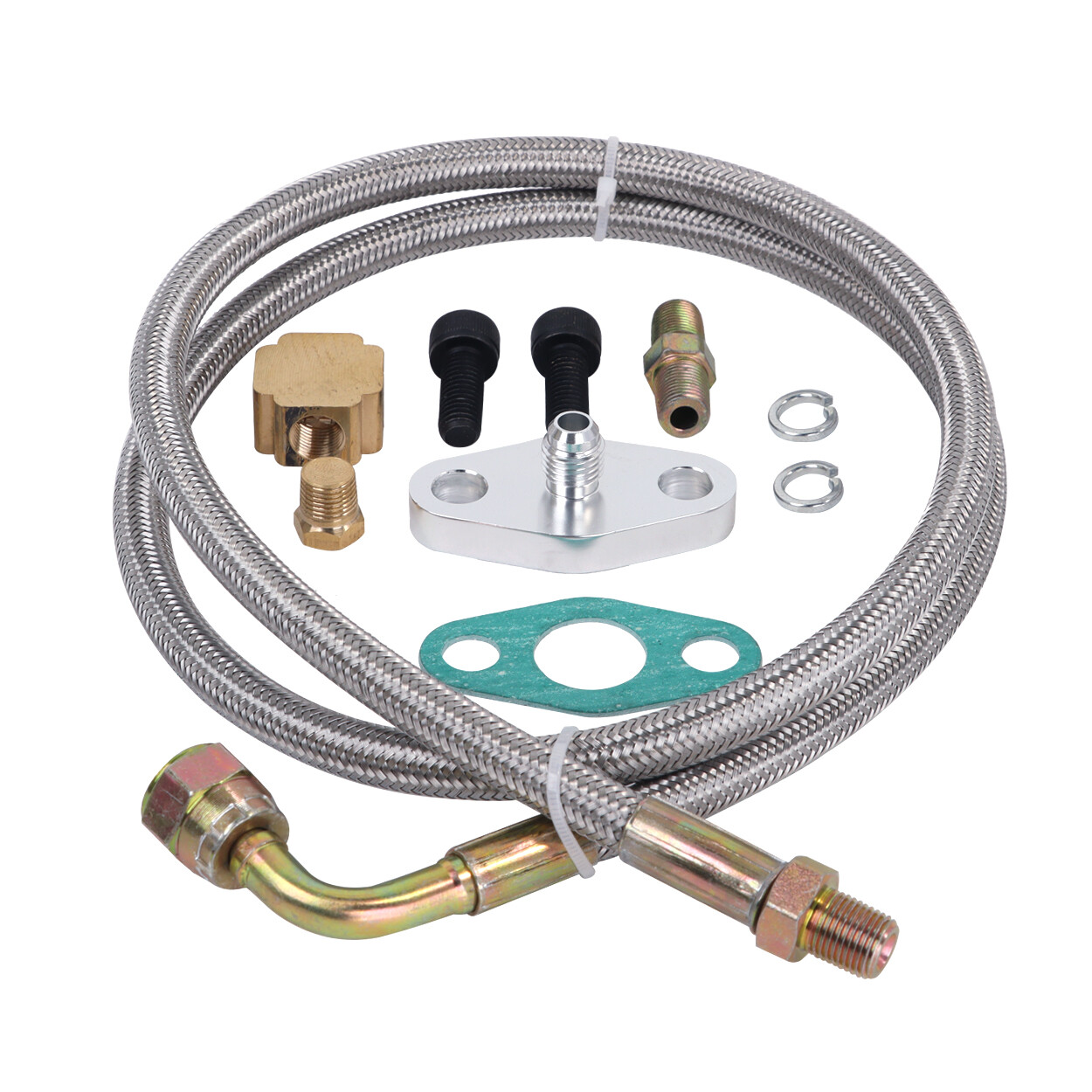 LokoCar Turbo Oil Feed Line Kit T3 T4 T60 T61 T70 1/8 PNT 90 Degree 41 LokoCar Turbo Oil Feed Line Kit T3 T4 T60 T61 T70 1/8 PNT 90 Degree 41