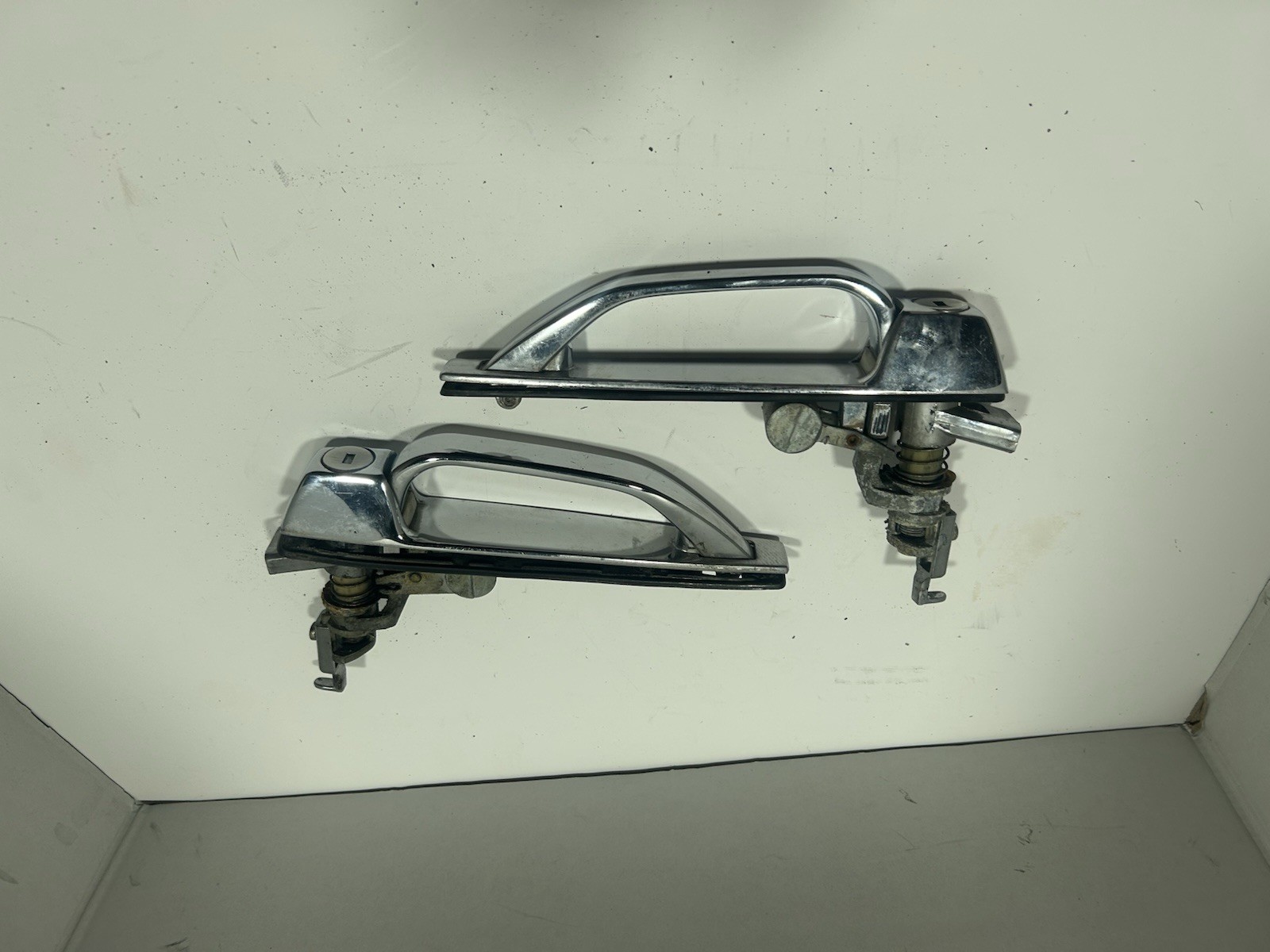 1985 Mercedes-Benz 380 Exterior Door Handle Pair Chrome OEM No Key Vintage