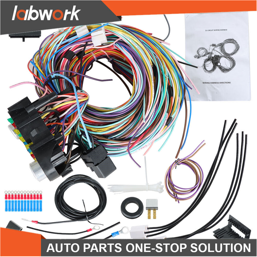 Labwork 21 Circuit Wiring Harness For Chevy Ford hotrods Universal X-long Wires