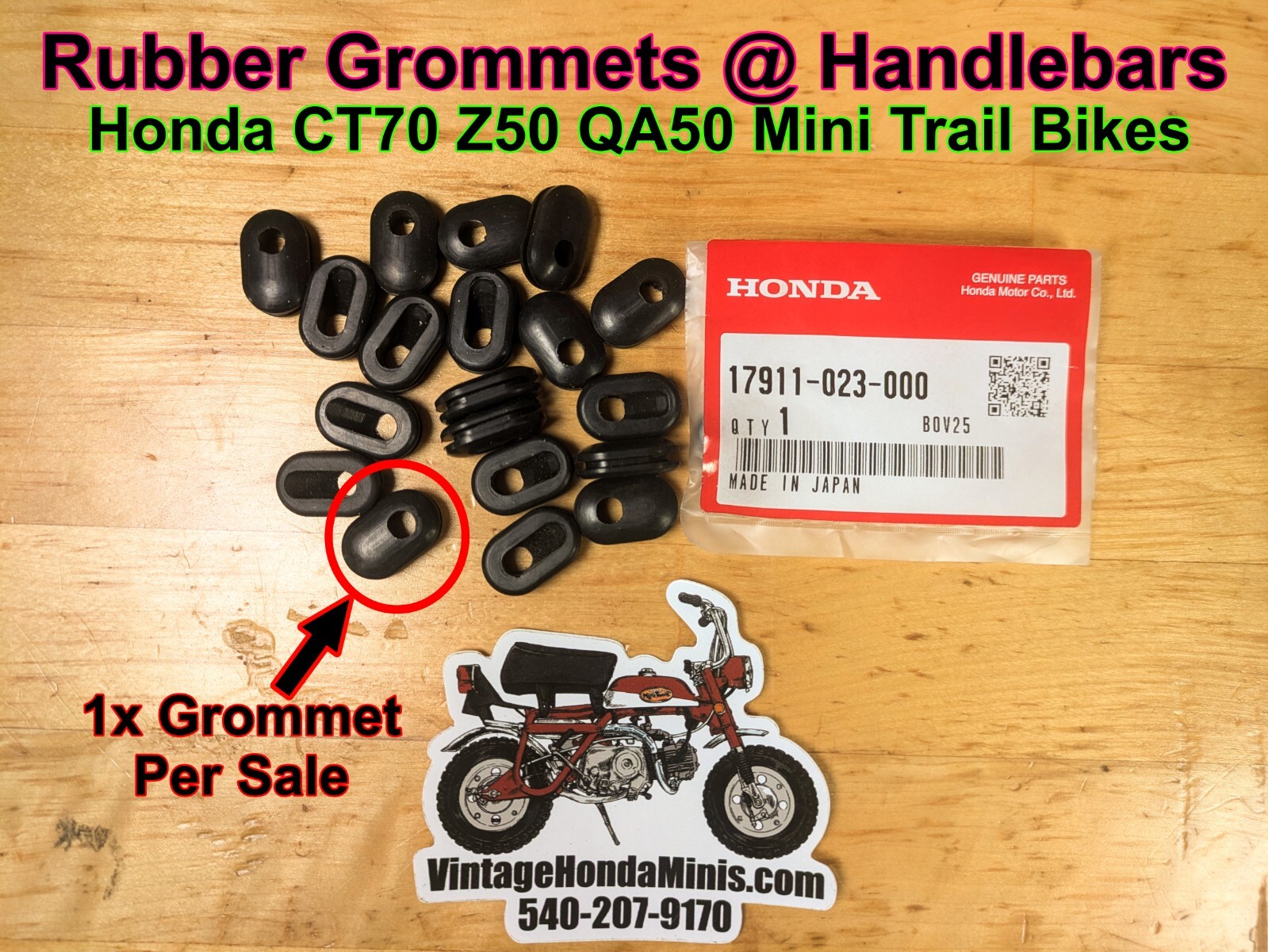Grommet - 1x Handlebar Cable Wire Grommet - Honda CT70 Z50 Z50a QA50 Mini Trail