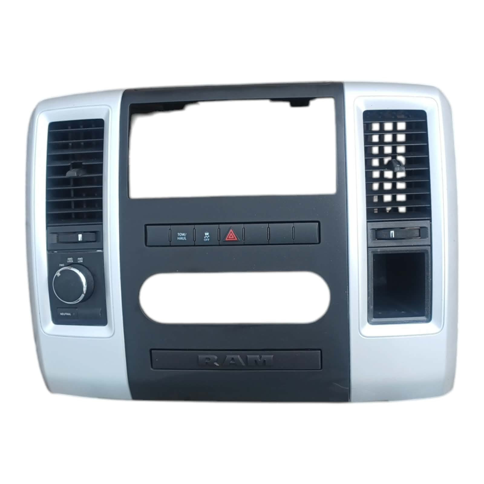 2009-2012 DODGE RAM 1500 2500 CENTER DASH RADIO TRIM BEZEL PANEL SILVER BLACK 2009-2012 DODGE RAM 1500 2500 CENTER DASH RADIO TRIM BEZEL PANEL SILVER BLACK
