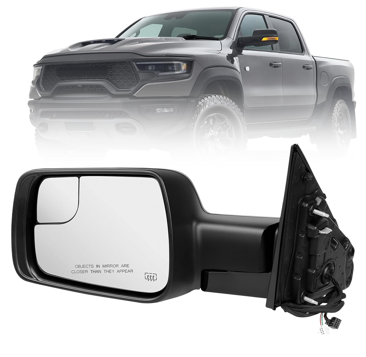 For 2019-2024 Ram 1500 Mirror Heated Power Folding Driver Left Side 68462769AB