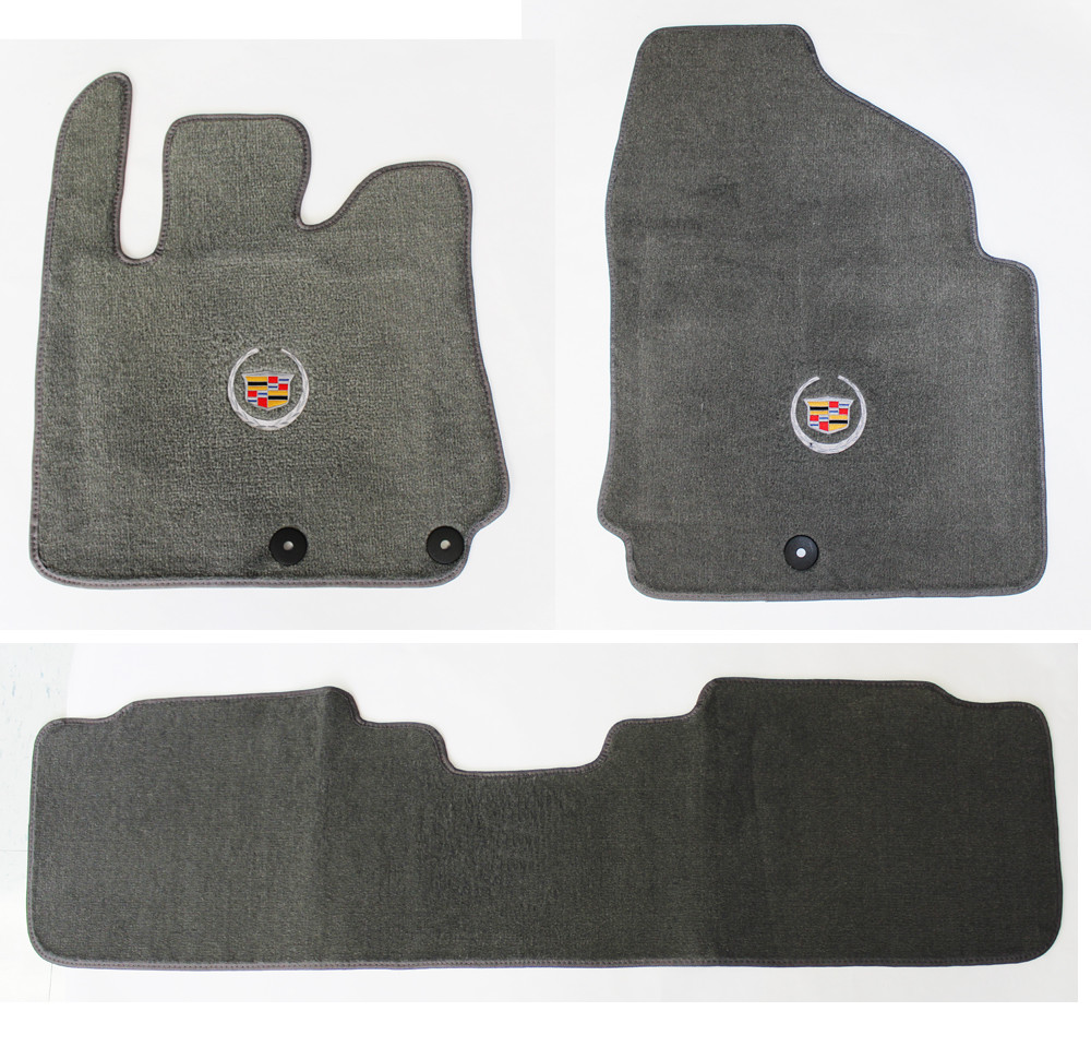 NEW Gray Floor Mats 2010-2016 Cadillac SRX Official Crest Logo in Silver 3 pc